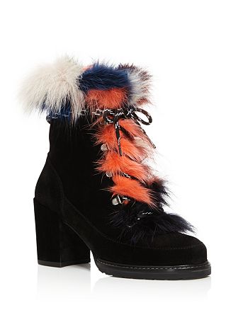 Stuart Weitzman Yukon Mink Fur And Suede Lace Up Booties Bloomingdale S