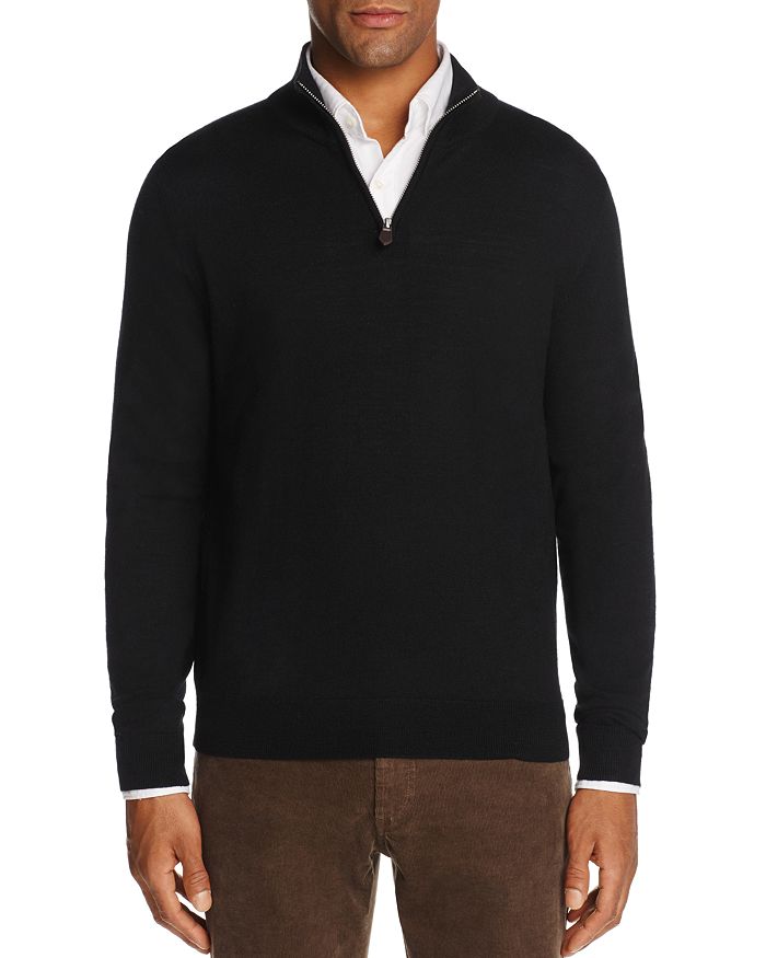 The Men's Store At Bloomingdale's Quarter-zip Merino Sweater - 100% Exclusive In Black