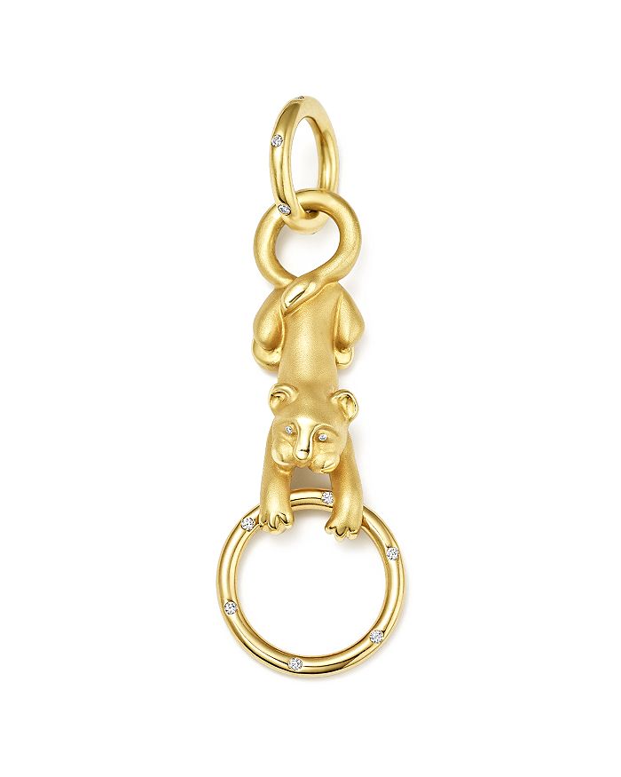Temple St Clair 18k Yellow Gold Sitting Lion Cub Diamond Pendant In White/gold