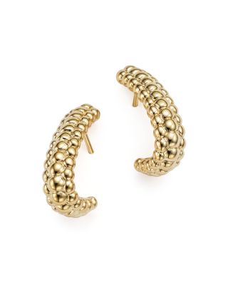14K Yellow Gold Beaded J-Drop Earrings - Exclusive