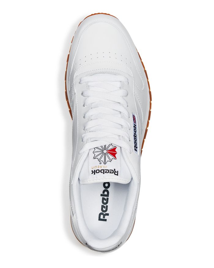 Shop Reebok Men's Classic Leather Lace Up Sneakers In White/tan