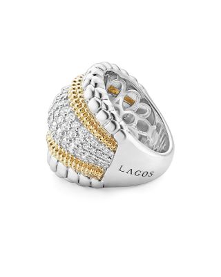 18K Gold and Sterling Silver Diamond Lux Large Ring 
