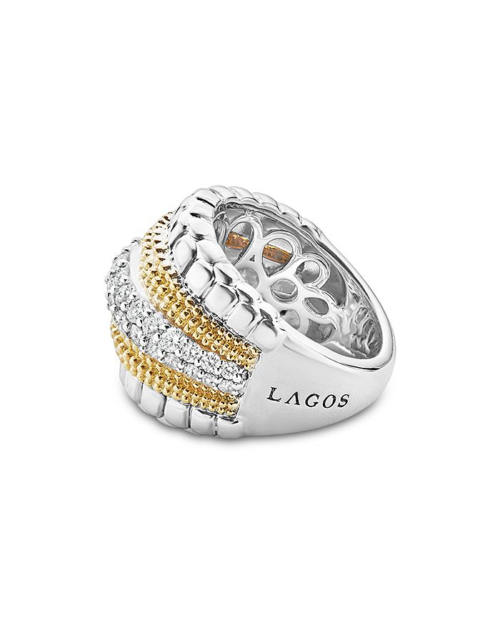 Lagos 18k Gold And Sterling Silver Diamond Lux Large Ring In White/silver