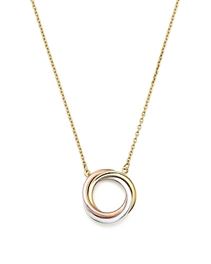 Bloomingdale's Made in Italy 14K Rose, Yellow and White Gold Ring Pendant Necklace, 18 - 100% Exclus