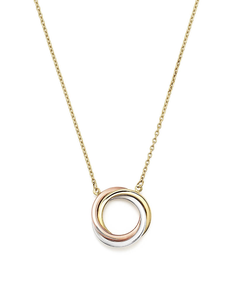 Bloomingdale's 14k Rose, Yellow And White Gold Ring Pendant Necklace, 18 - Exclusive In Gold