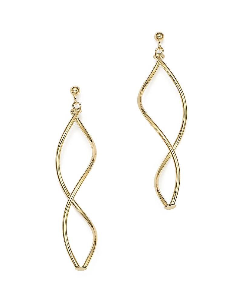 14K Yellow Gold Double Twisted Drop Earrings