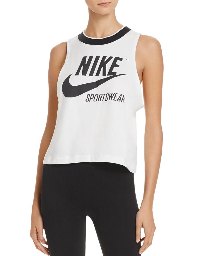 Nike Cropped Racerback Logo Tank | Bloomingdale's