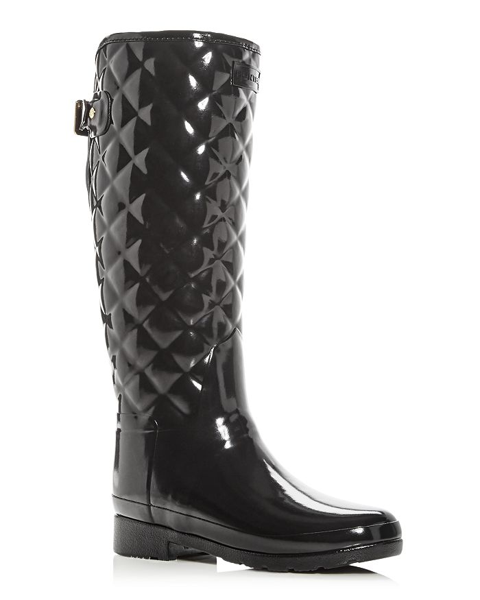 Shop Hunter Women's Refined Gloss Quilted Rain Boots In Black