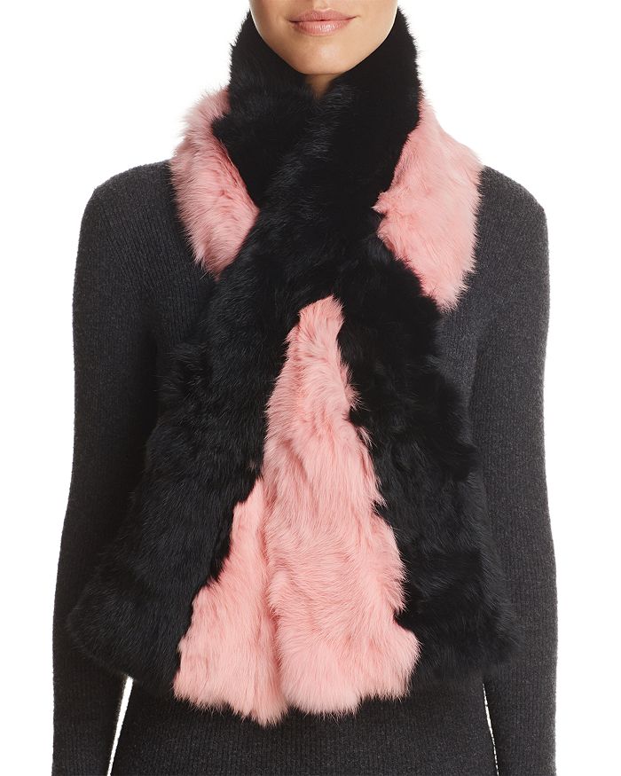 Surell Pieced Rabbit Fur Scarf - 100% Exclusive In Black/pink