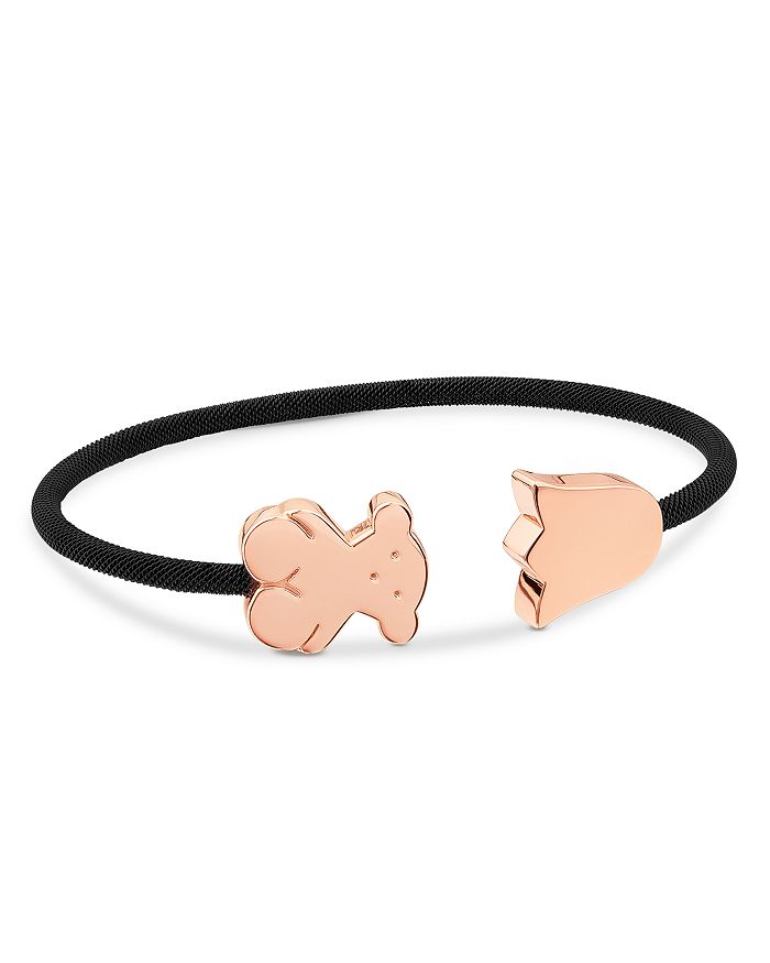 Tous Bear & Tulip Open Mesh Cuff In Black And Rose