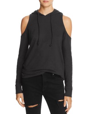 cold shoulder sweatshirt with hood