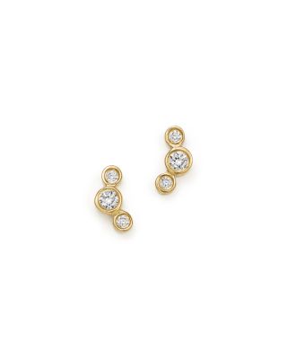 Zoë Chicco - 14K Yellow Gold Small Triple Graduated Diamond Curved Bezel Stud Earrings