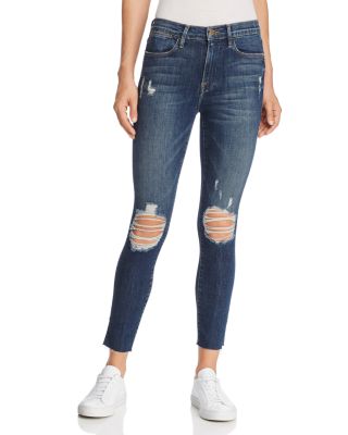 frame le high skinny raw edge jeans