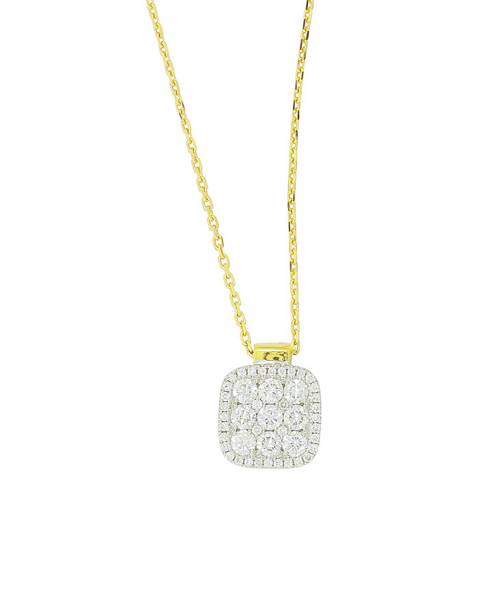 Frederic Sage 18k Yellow & White Gold Diamond Firenze Medium Cushion Pendant Necklace, 18 In White/gold