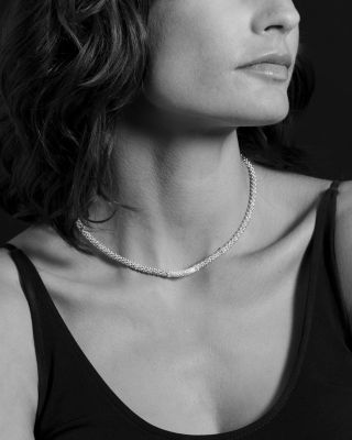 18K Gold & Sterling Silver Diamond Lux Collar Necklace, 18"