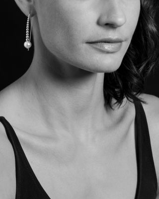 Sterling Silver Signature Caviar Cultured Freshwater Pearl Linear Drop Earrings