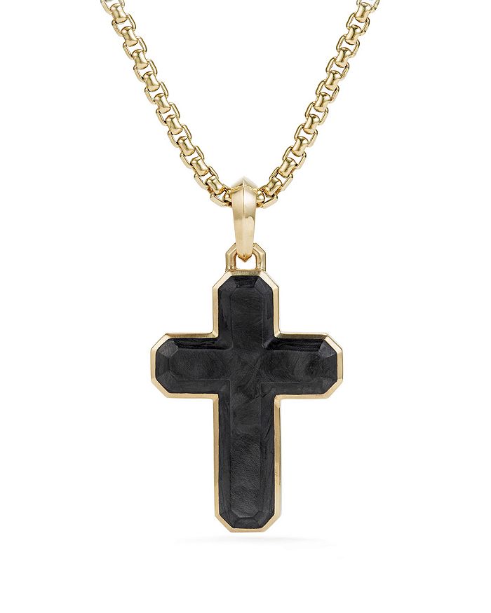 David Yurman Men's Forged Carbon Cross Tag with 18K Gold | Bloomingdale's