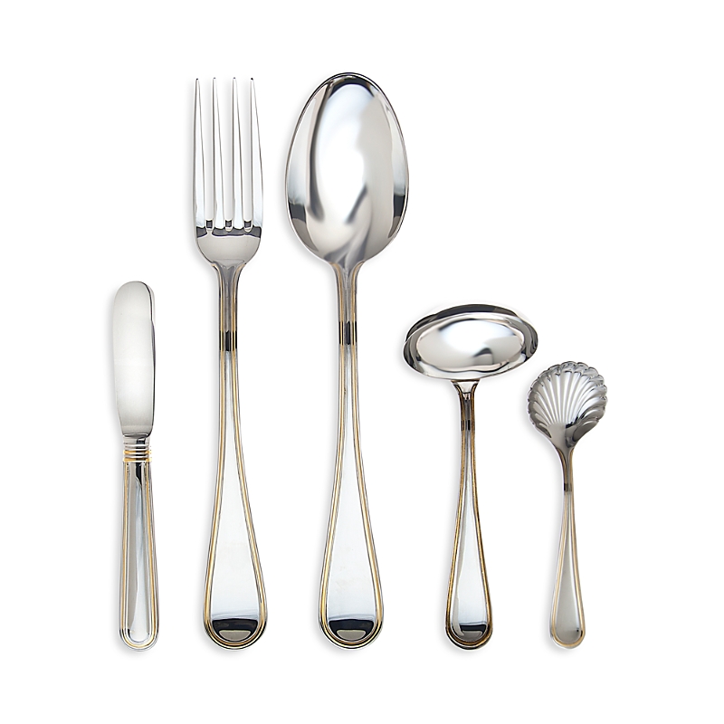 Ricci Argentieri Ascot Goldplate 5-piece Hostess Set In Stainless Steel/gold