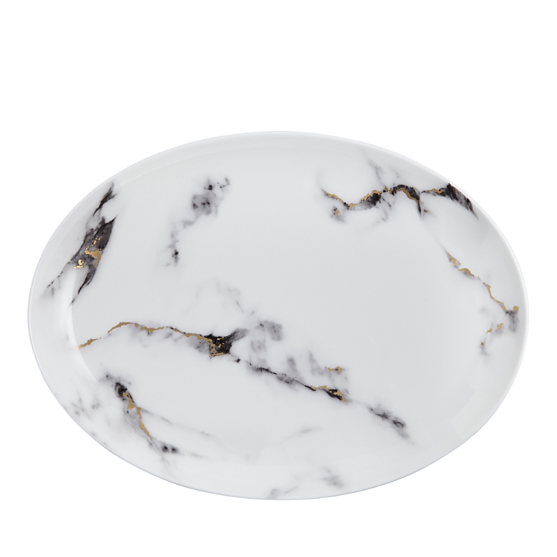 Prouna Marble Azure 14 Oval Platter In Venice Fog