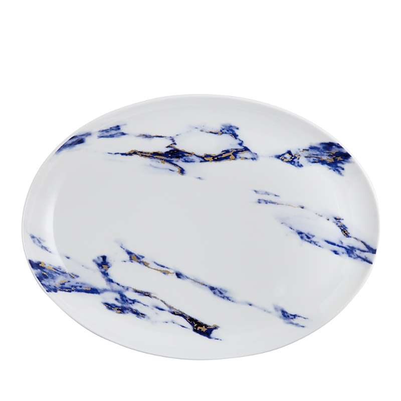 Prouna Marble Azure 14 Oval Platter In Azure