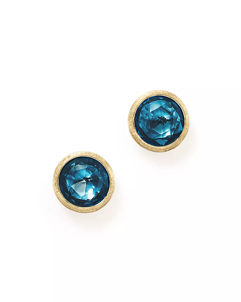 Marco Bicego 18K Yellow Gold Jaipur London Blue Topaz Stud Earrings