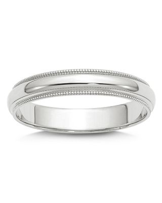 Bloomingdale's Fine Collection - Men's 4mm Half Round Milgrain Band 14K White Gold - Exclusive