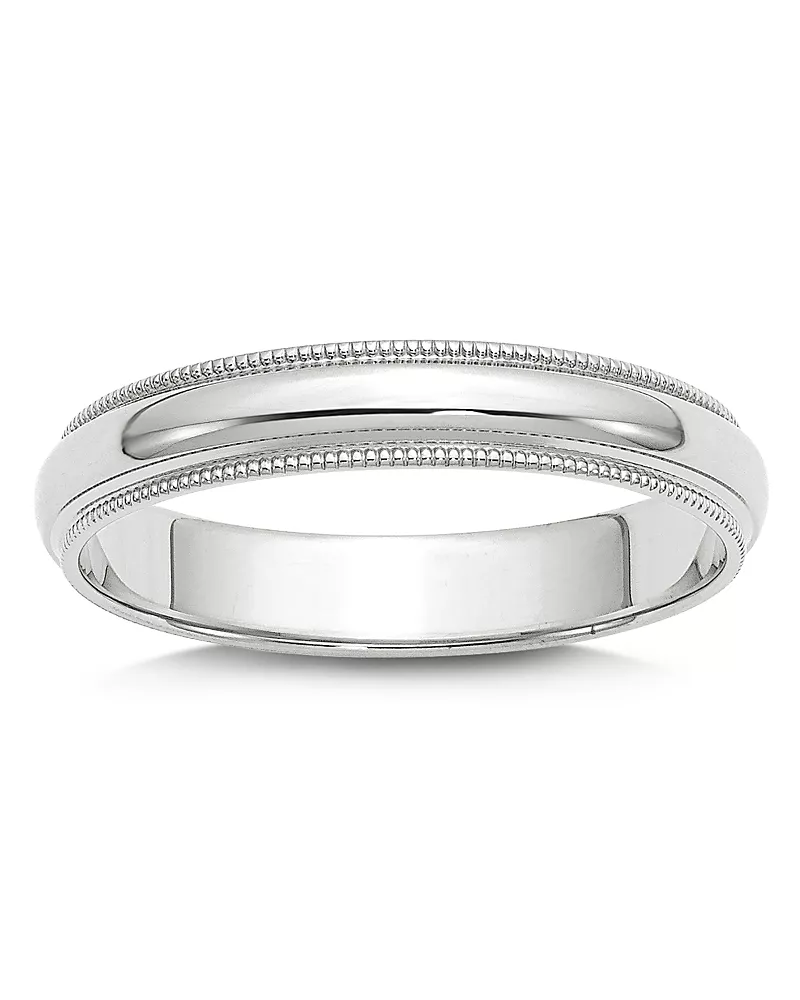 Bloomingdale's Fine Collection Men's 4mm Half Round Milgrain Band 14K White Gold