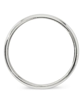Men's 4mm Half Round Milgrain Band 14K White Gold 