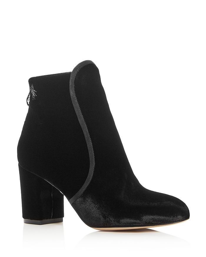 Charlotte Olympia Women s Alba Velvet Block Heel Booties
