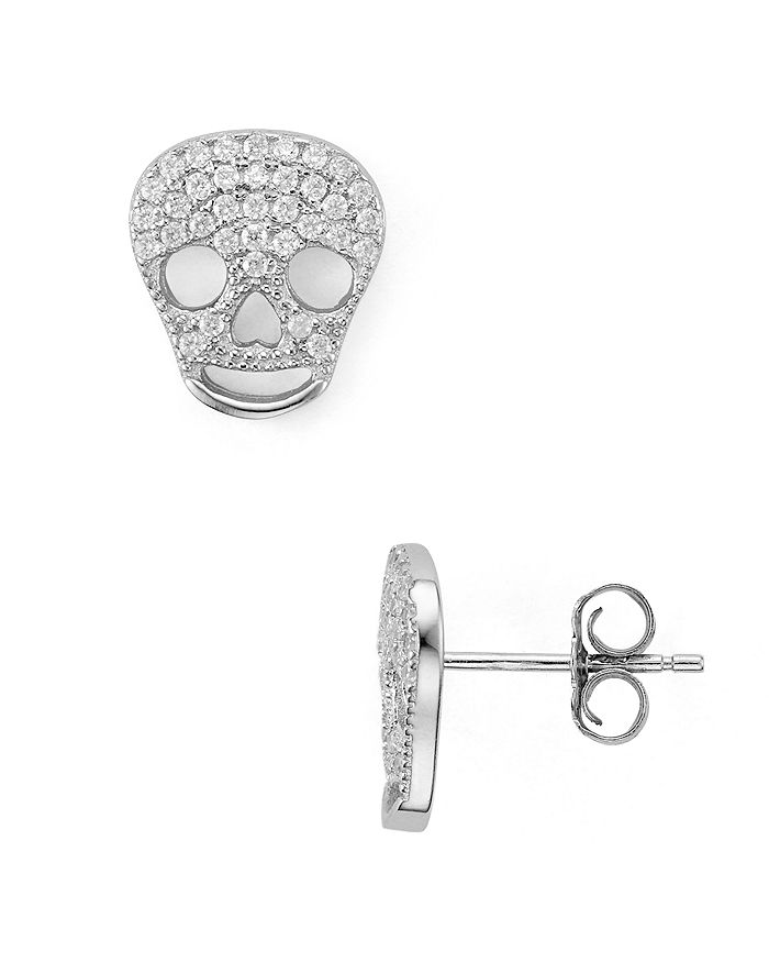 Aqua Sterling Silver Skull Stud Earrings - 100% Exclusive
