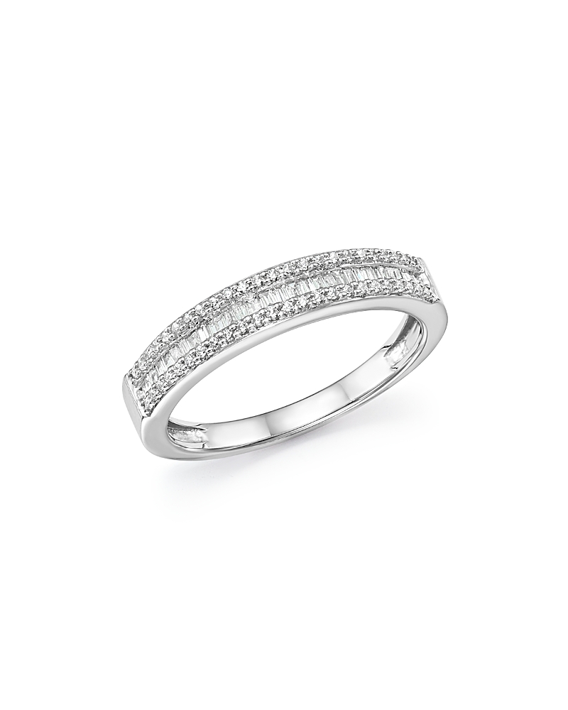 Bloomingdale's Fine Collection Diamond Round & Baguette Band in 14K White Gold, 0.25 tcw