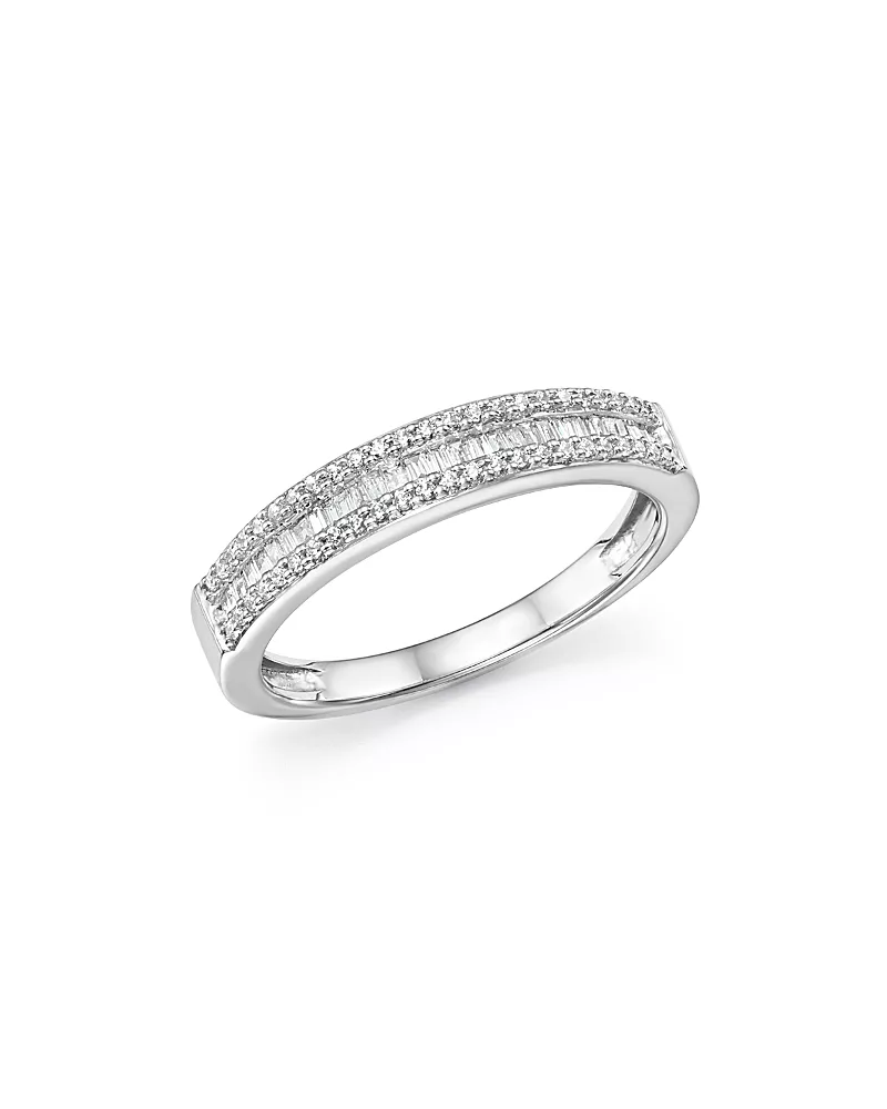 Bloomingdale's Fine Collection Diamond Round & Baguette Band in 14K White Gold, 0.25 tcw