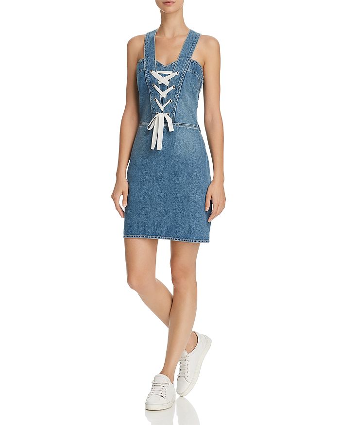Tie up denim dress 2025