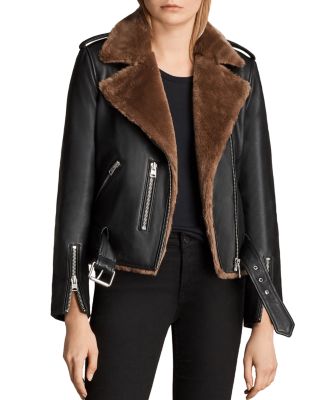 ALLSAINTS Balfern Lux Faux Fur-Lined Leather Biker Jacket | Bloomingdale's