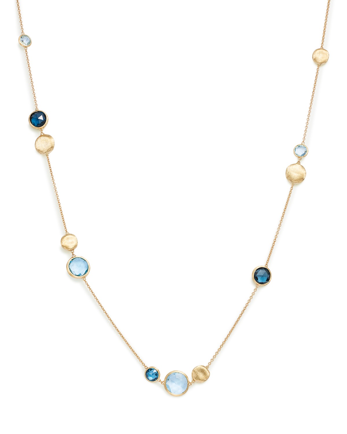 18K Yellow Gold Jaipur Mixed Blue Topaz Collar Necklace, 16"