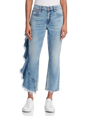 side frayed jeans