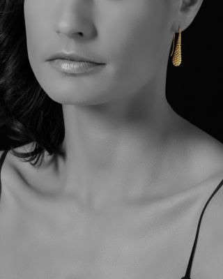 Caviar Gold Collection 18K Gold Drop Earrings 