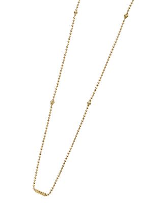 Caviar Gold Collection 18K Gold Beaded Station Necklace, 16"