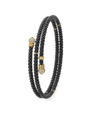 Gold & Black Caviar Collection 18K Gold & Ceramic Three Strand Bracelet 