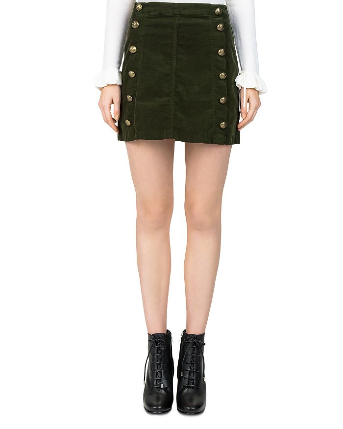 The Kooples Button Detail Velvet Skirt Bloomingdale s
