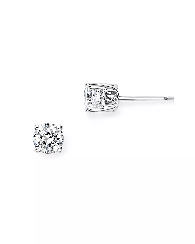 Diamond Stud Earrings in 14K White Gold, 0.75 tcw