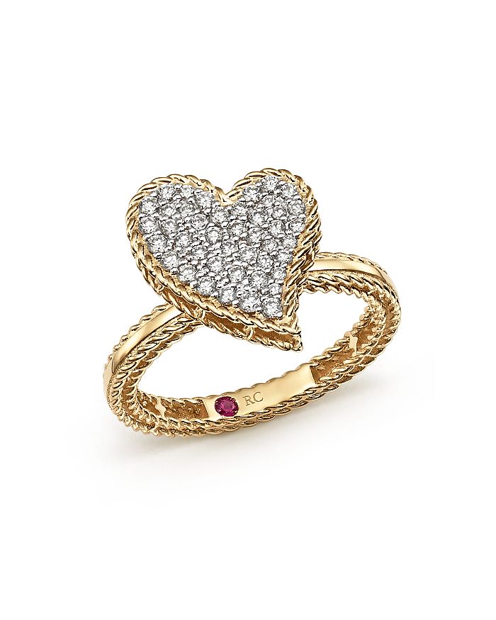 Roberto Coin 18k Yellow Gold Tiny Treasures Diamond Heart Ring