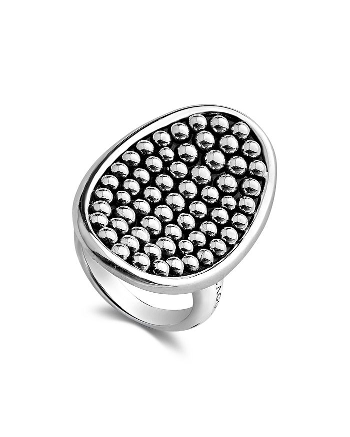 LAGOS STERLING SILVER BOLD CAVIAR VERTICAL ELLIPSE RING,03-80473-7