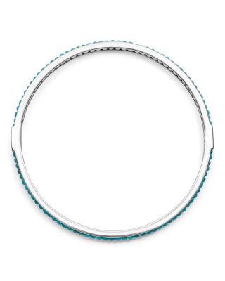 Sterling Silver Caviar Icon Turquoise Beaded Bangle Bracelet 