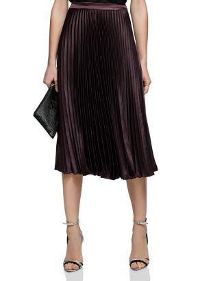 REISS Alisa Metallic Pleated Skirt | Bloomingdale's