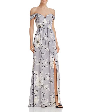 Bariano Off-the-Shoulder Floral Gown | Bloomingdale's