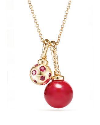 David Yurman Solari Pendant Necklace in 18K Gold with Cherry Amber ...