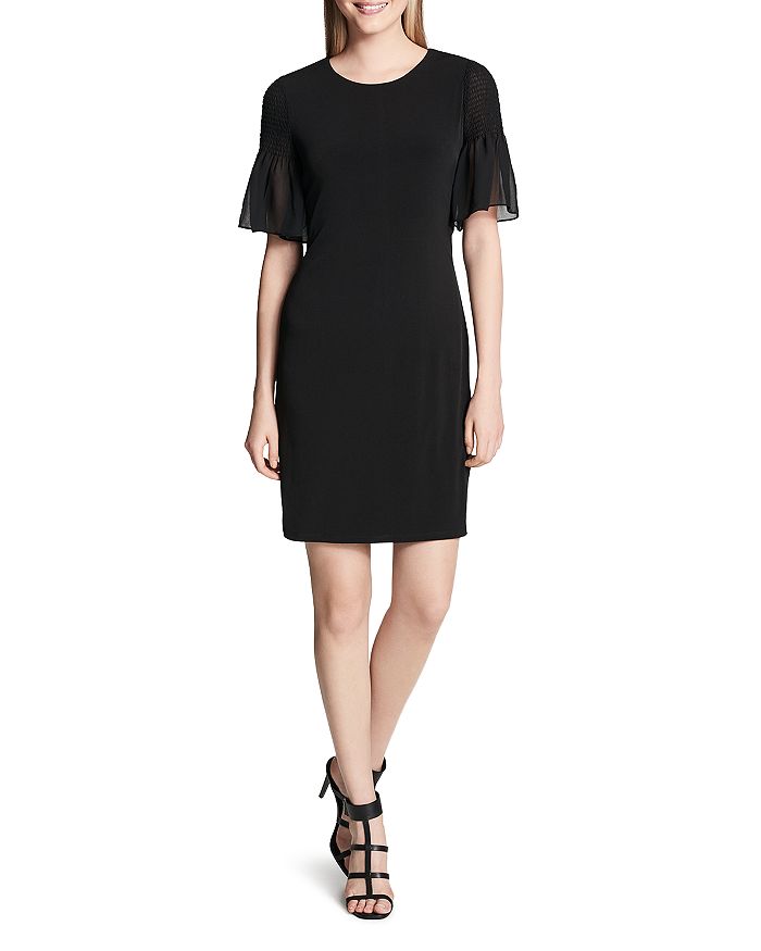 Calvin klein off the shoulder flutter bell sleeve dress sale