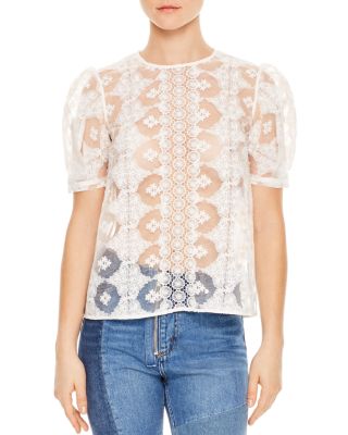 Sandro - Esperance Sheer-Inset Lace Top