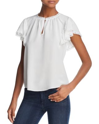 Rebecca Taylor Lace-Trimmed Silk Top 